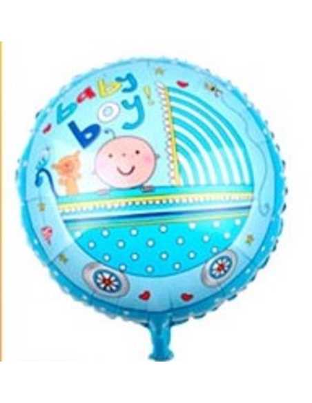 GLOBO METALIZADO 18" 45cm COCHE BABY GIRL CELESTE x1
