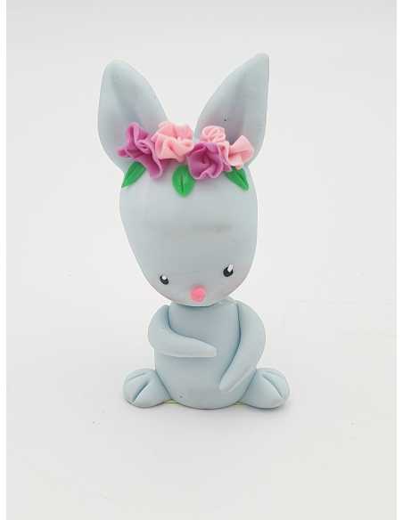 ADORNO PORCELANA ANIMALITO DE BOSQUE C/FLORES CONEJO