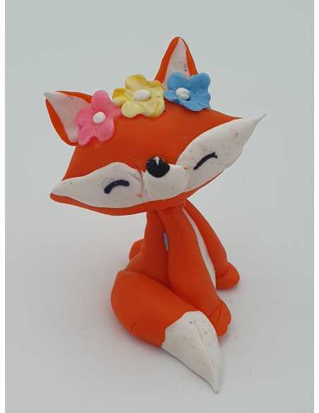 ADORNO PORCELANA ANIMALITO DE BOSQUE C/FLORES ZORRITO