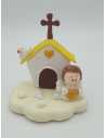 ADORNO PORCELANA MINI CAPILLA DE BAUTISMO/COMUNION
