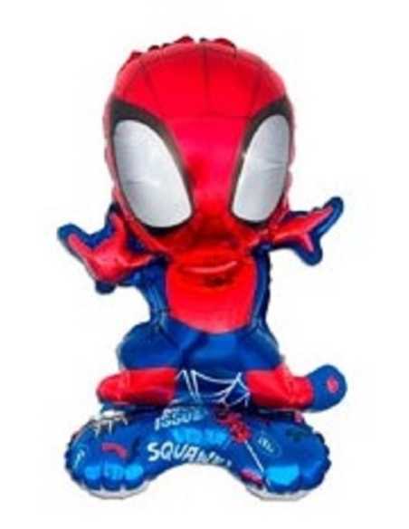 GLOBO METALIZADO SILUETA SPIDERMAN CON BASE 45cm x1