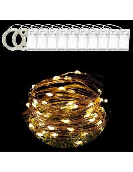 GUIRNALDA MICROLED ALAMBRE DECO 10 LUCES 1M CALIDA CON SECUENCIAS x1