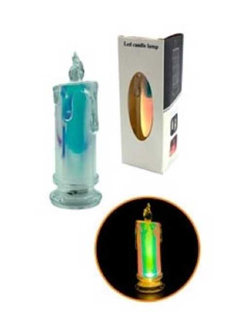 VELA DE NOCHE LED CRISTAL ALTA 18cm TORNASOLADA