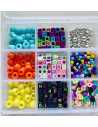 KIT DE CUENTAS PLASTICAS CON LETRAS PERLAS Y MOSTACILLA