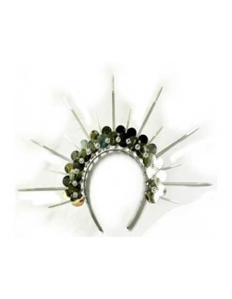 VINCHA CON PRECINTO Y DECO PLATA x1