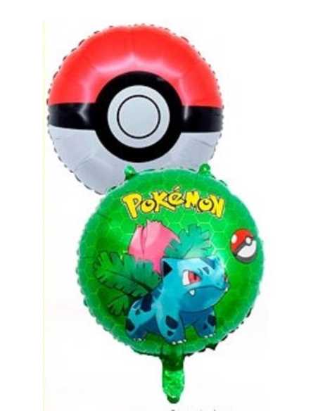 PROMO GLOBO METALIZADO PERSONAJES 10" 25cm POKEMON BULBASAUR POKEBOLA