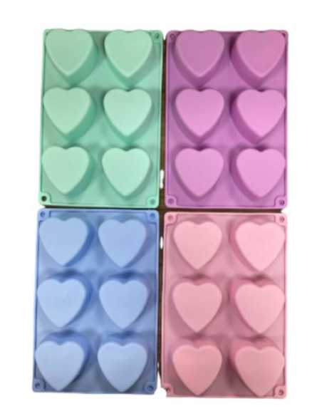 MOLDE SILICONA CUPCAKES CORAZON 26,5x18x3cm COLORES PASTELES
