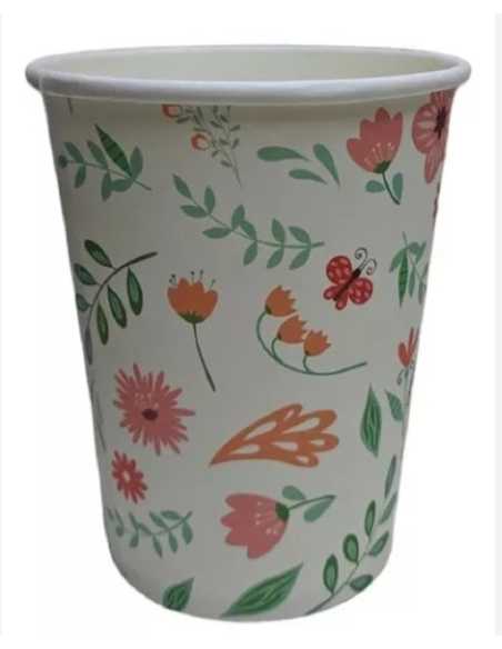 VASO POLIPAPEL 8OZ FLORCITAS x8