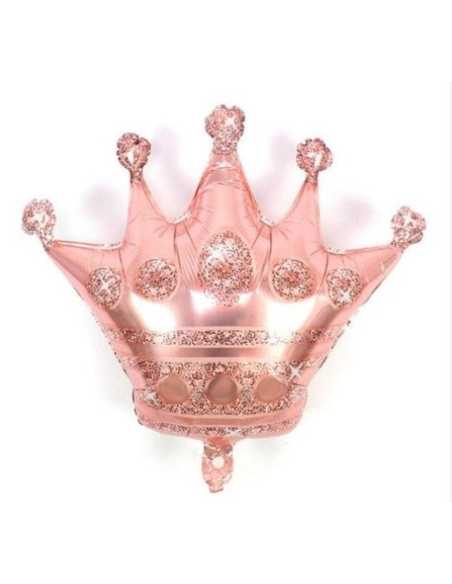 GLOBO A GRANEL METALIZADO CORONA 60x75cm ROSA GOLD x1