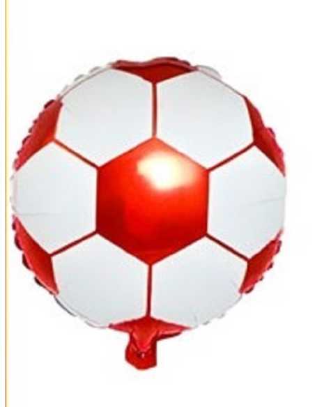 GLOBO METALIZADO 18" 45cm PELOTA FUTBOL BLANCO Y ROJO x1