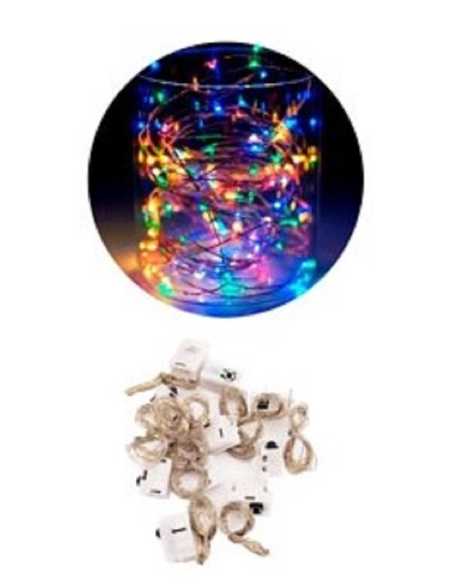 GUIRNALDA MICRO LED ALAMBRE 20 LUCES 2M x1 3 SECUENCIAS FRIA INCLUYE PILA