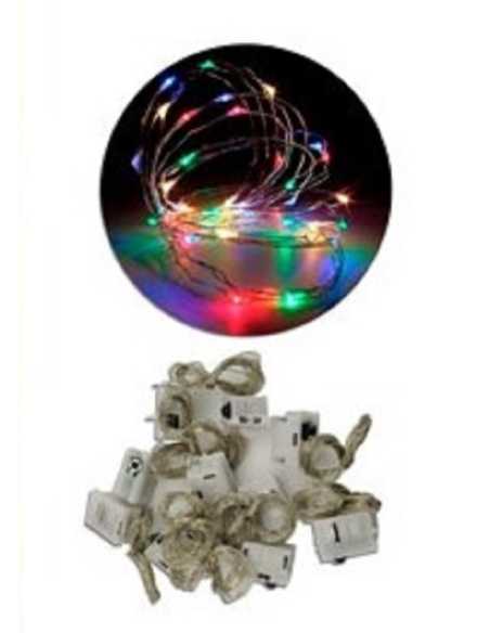 GUIRNALDA MICRO LED ALAMBRE 30 LUCES 3M x1 C/PILA MULTICOLOR