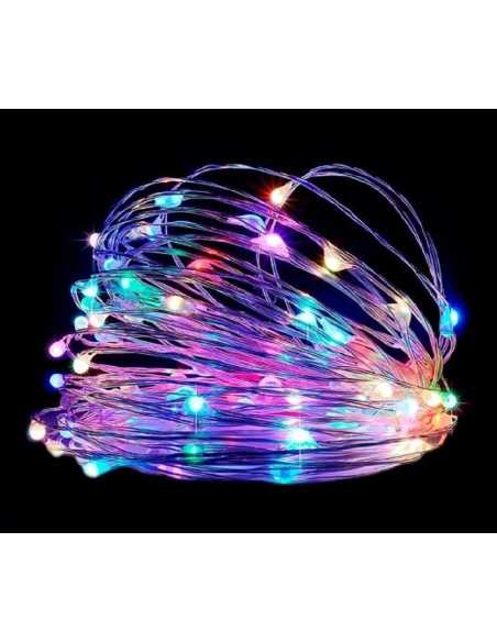 GUIRNALDA MICRO LED ALAMBRE 30 LUCES 3M x1 PILA AA MULTICOLOR