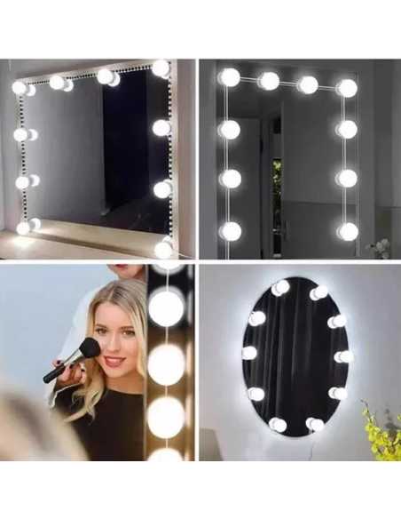 LUCES LED BOMBITAS AUTOADHESIVAS PARA ESPEJO HOLLYWOOD CALIDO/FRIA USB
