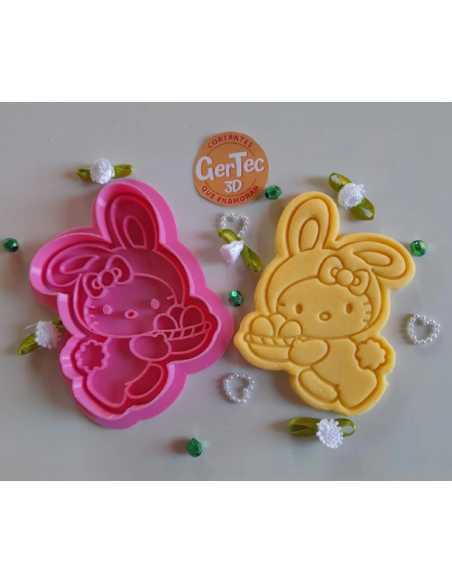 CORTANTE + STAMP 8cm KITTY CONEJA (D5)