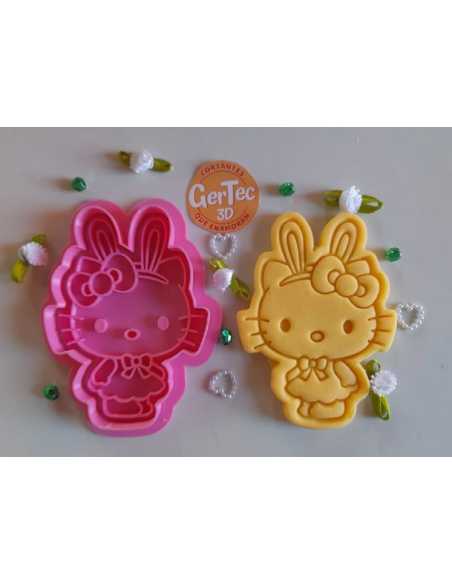 CORTANTE + STAMP 8cm KITTY CONEJA (D8)