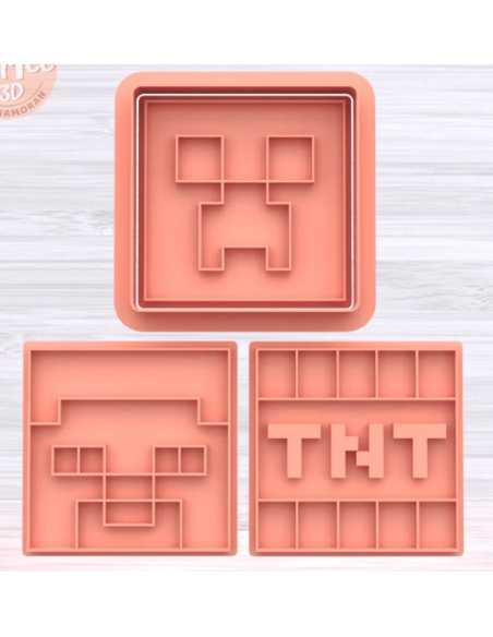 SET CORTANTE + STAMP x3u MINECRAFT 7,5cm
