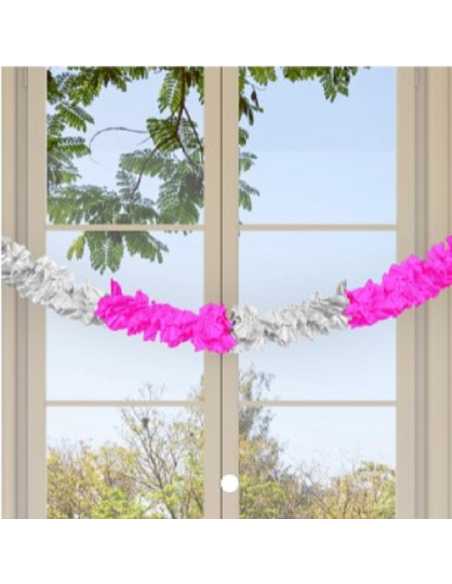 GUIRNALDA HAWAIANA ROSA Y BLANCA 1mt x 1