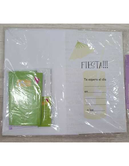INVITACION TODA OCASIÓN FIESTA VERDE TRAGO x 10