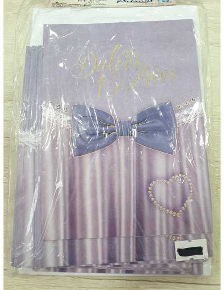 INVITACION 15 AÑOS MOÑO LILA x 10