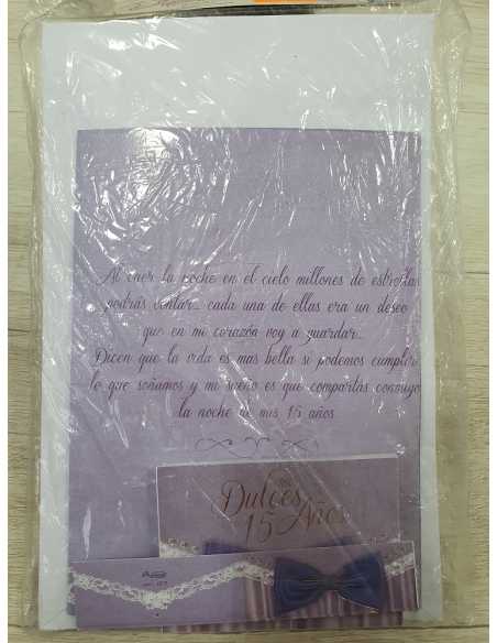 INVITACION 15 AÑOS MOÑO LILA x 10