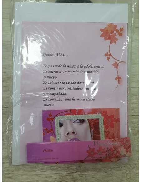 INVITACION 15 AÑOS FOTO FLOR ROSA x 10