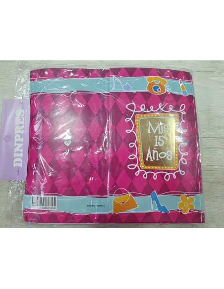 INVITACION 15 AÑOS RECTANGULAR ROMBOS FUCSIA x 10