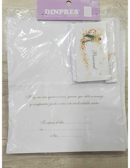INVITACION 15 AÑOS RECTANGULAR HADA CON PETALOS x 10
