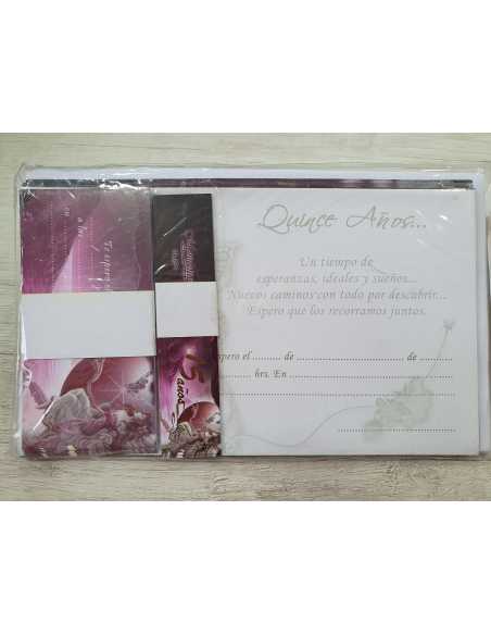 INVITACION 15 AÑOS TROQUELADA MAR ROSA CON HADA x 10