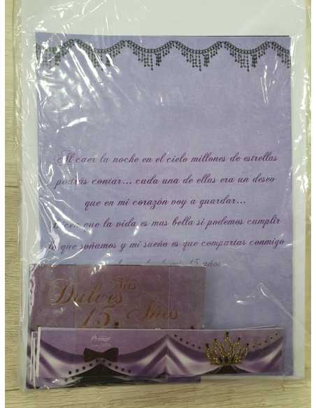 INVITACION 15 AÑOS PRINCESA LILA x 10