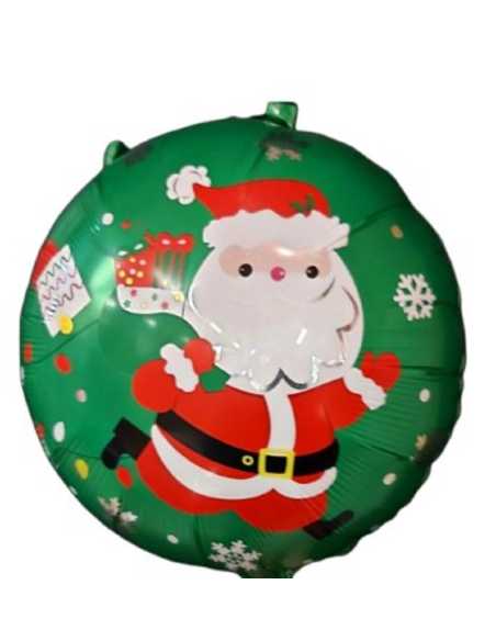 GLOBO METALIZADO PAPA NOEL 18" REDONDO VERDE