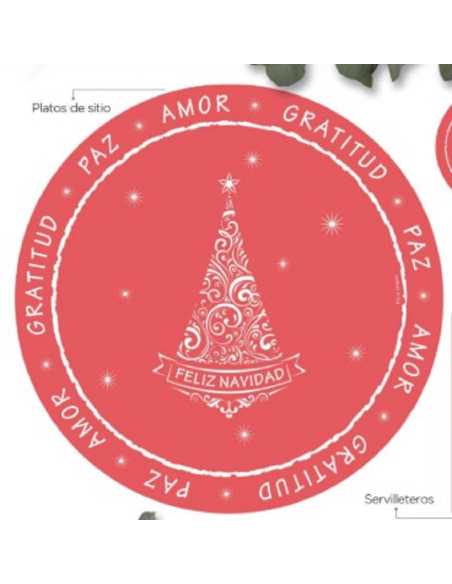 PLATO DE SITIO REDONDO x24 NAVIDAD ROJO 34cm