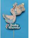 ADORNO MDF CON PINCHE CIGÜEÑA BABY SHOWER CELESTE