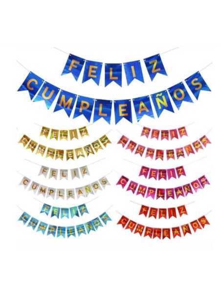 GUIRNALDA LASER FELIZ CUMPLE LETRAS DORADAS