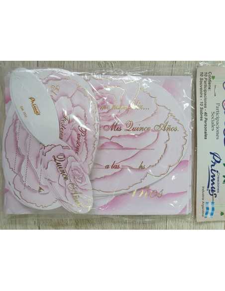 INVITACION 15 AÑOS PIMPOLLO ROSA x 10
