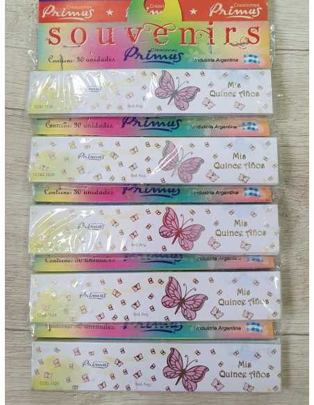 SOUVENIR 15 AÑOS MARIPOSA ROSA x 30