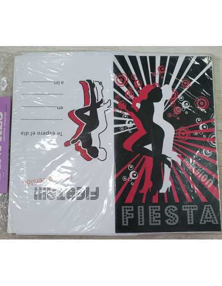 INVITACION TODA OCASIÓN FIESTA NEGRO Y ROJO CHICA x 10