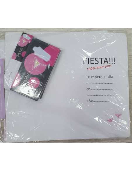 INVITACION TODA OCASIÓN FIESTA NEGRO Y ROSA TRAGO x 10