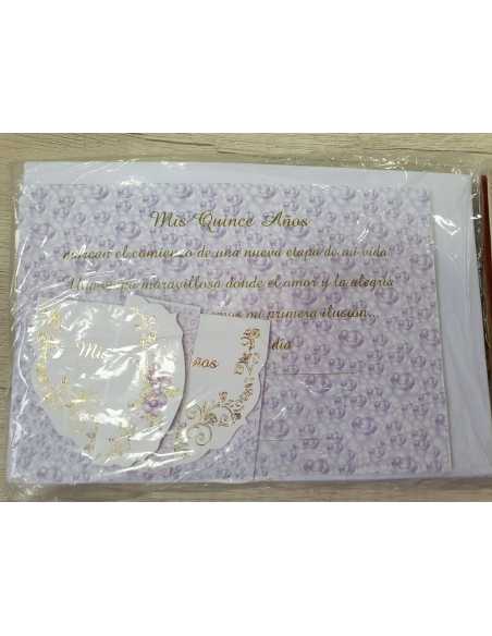 INVITACION 15 AÑOS ELEGANTE LILA x 10