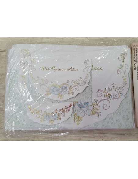 INVITACION 15 AÑOS ELEGANTE TURQUESA x 10