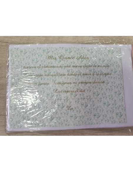 INVITACION 15 AÑOS ELEGANTE TURQUESA x 10