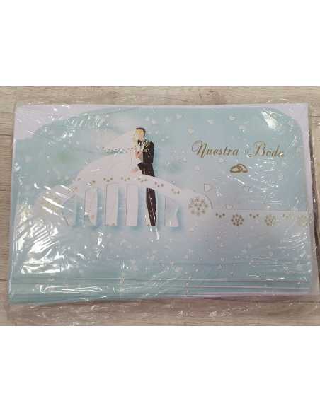INVITACION BODA NOVIOS TURQUESA x 10
