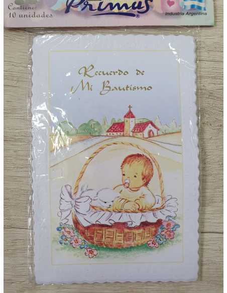 ESTAMPA BAUTISMO BEBE BLANCO x 10