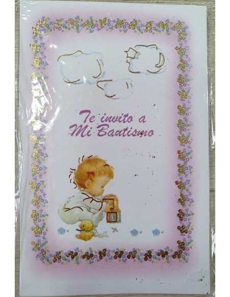 INVITACION BAUTISMO SIMPLE NENA x 10