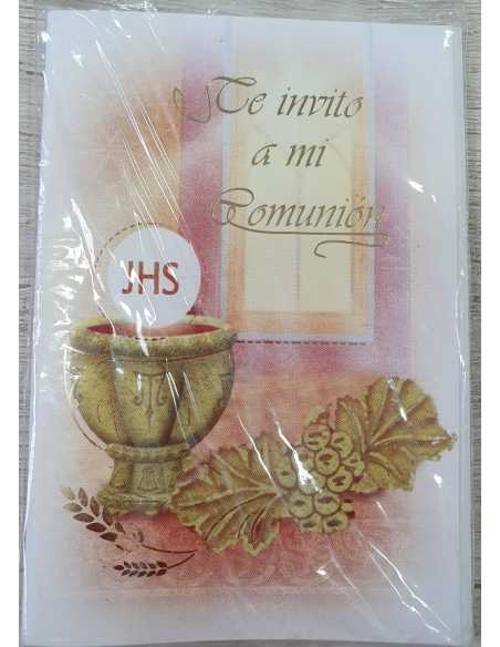 INVITACION COMUNION CALIZ LIBRITO TROQUELADO x 10