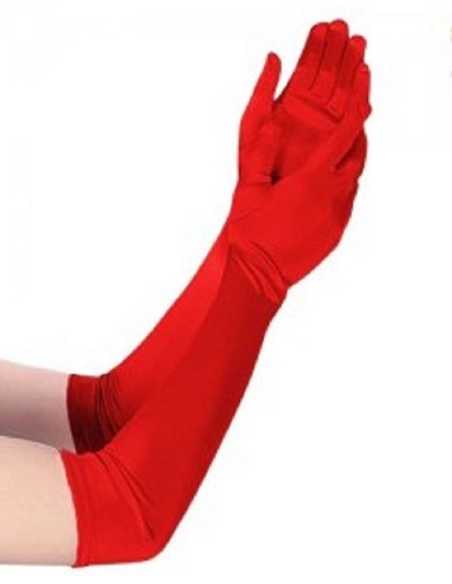 GUANTES SATINADOS LARGOS ROJO 55cm