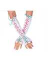 MUÑEQUERAS DE ANTEBRAZO BLANCAS CON CORDONES FLUO