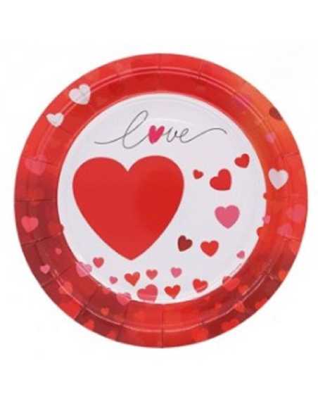 PLATO DE POLIPAPEL 17cm LOVE ENAMORADOS x 6