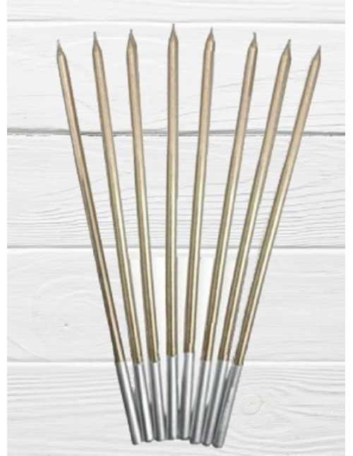 VELA METALIZADA 15cm x 5mm CHAMPAGNE x8