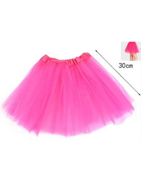 TUTU LISO 3 CAPAS 30cm FUCSIA